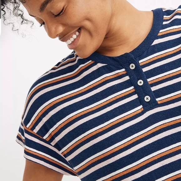 NWT Madewell Bengali Stripe Henley Oversized T-Shirt Dress Sz XXS - Picture 8 of 8